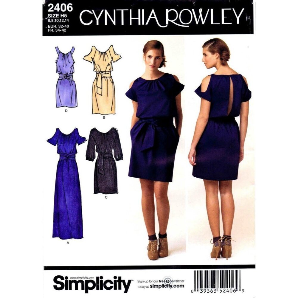 Cynthia Rowley Simplicity‎ 2406 Misses Dress Sewing Pattern Sizes 6-14